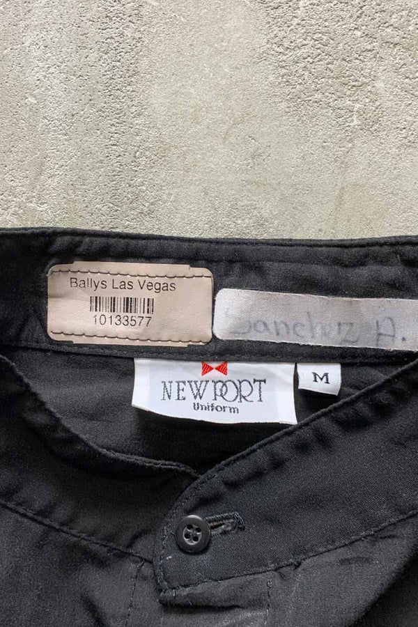 L/S BAND COLLAR RAYON SHIRT / BLACK [SIZE: M USED]
