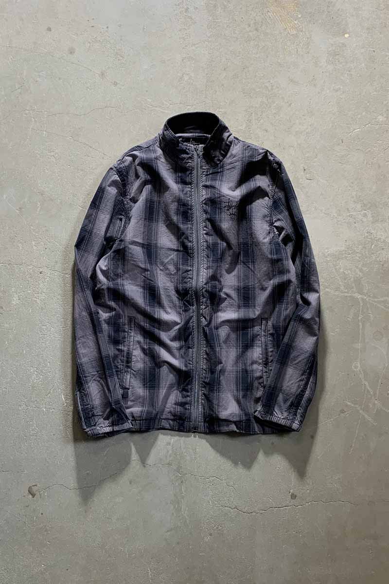 Y2K EARLY 00'S CLASSIC GEAR ZIP UP CHECK JACKET / GRAY [SIZE: L DEADSTOCK/NOS ]