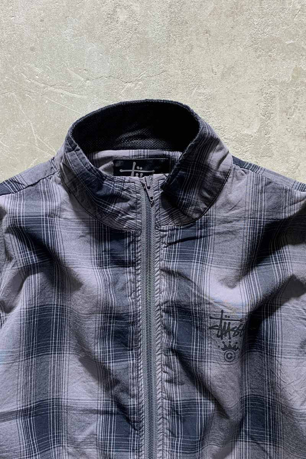 Y2K EARLY 00'S CLASSIC GEAR ZIP UP CHECK JACKET / GRAY [SIZE: L DEADSTOCK/NOS ]