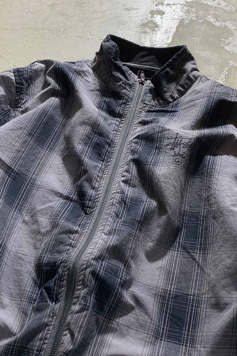 Y2K EARLY 00'S CLASSIC GEAR ZIP UP CHECK JACKET / GRAY [SIZE: L DEADSTOCK/NOS ]
