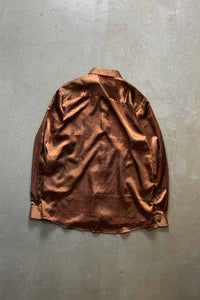 90'S L/S POINT COLLAR SATIN SHIRT / TERRACOTTA [SIZE: XL USED]