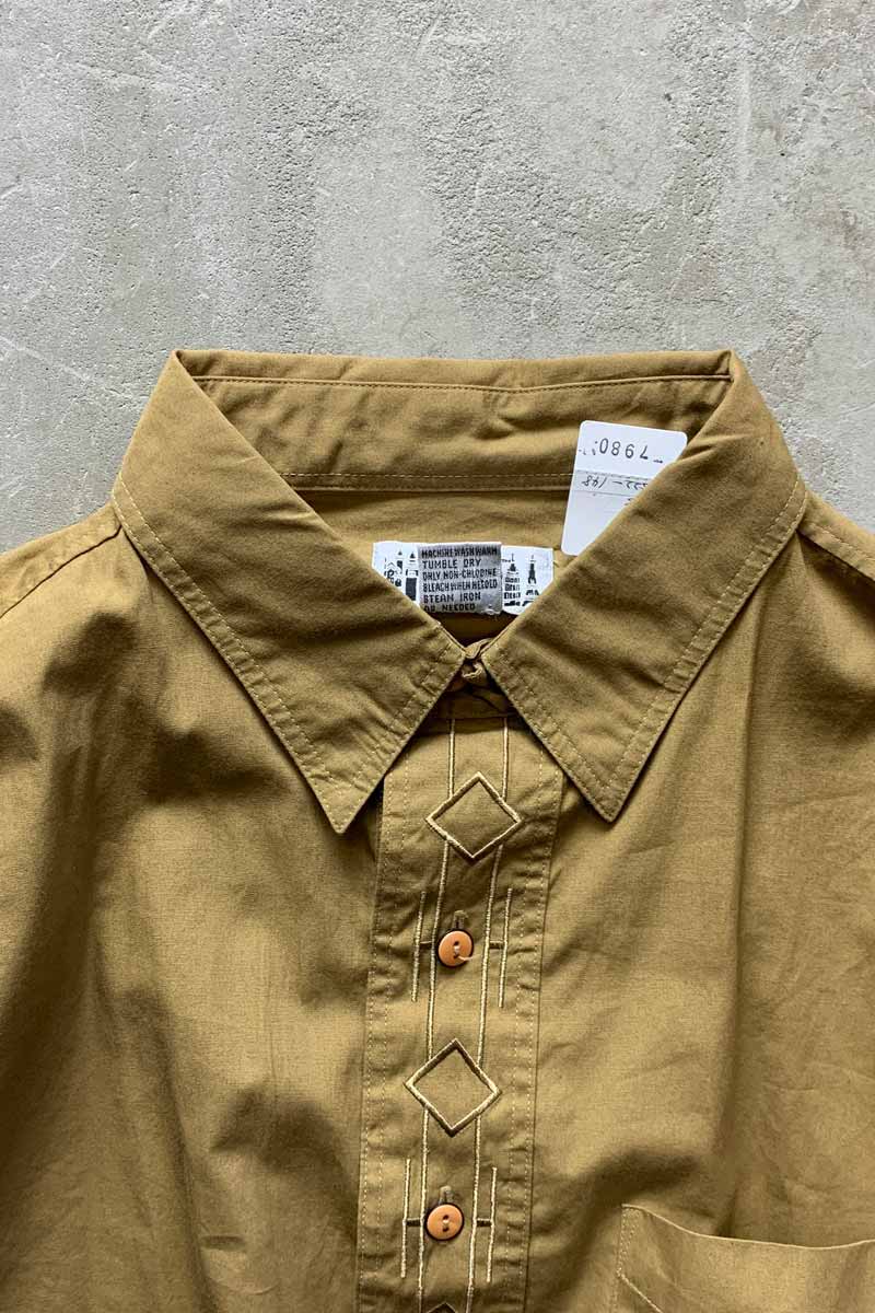 90'S L/S DESIGN SHIRT / KHAKI [SIZE: L USED]