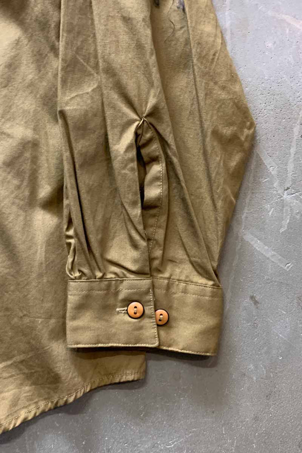 90'S L/S DESIGN SHIRT / KHAKI [SIZE: L USED]