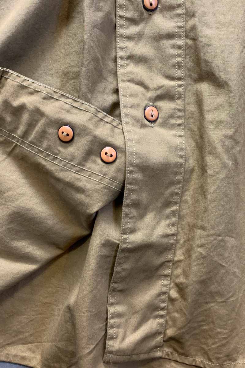 90'S L/S DESIGN SHIRT / KHAKI [SIZE: L USED]
