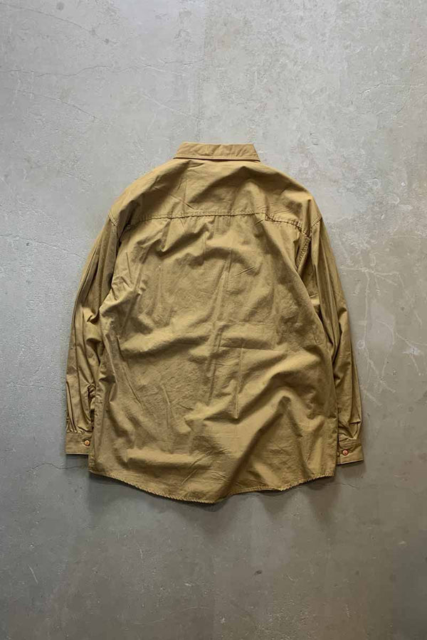90'S L/S DESIGN SHIRT / KHAKI [SIZE: L USED]