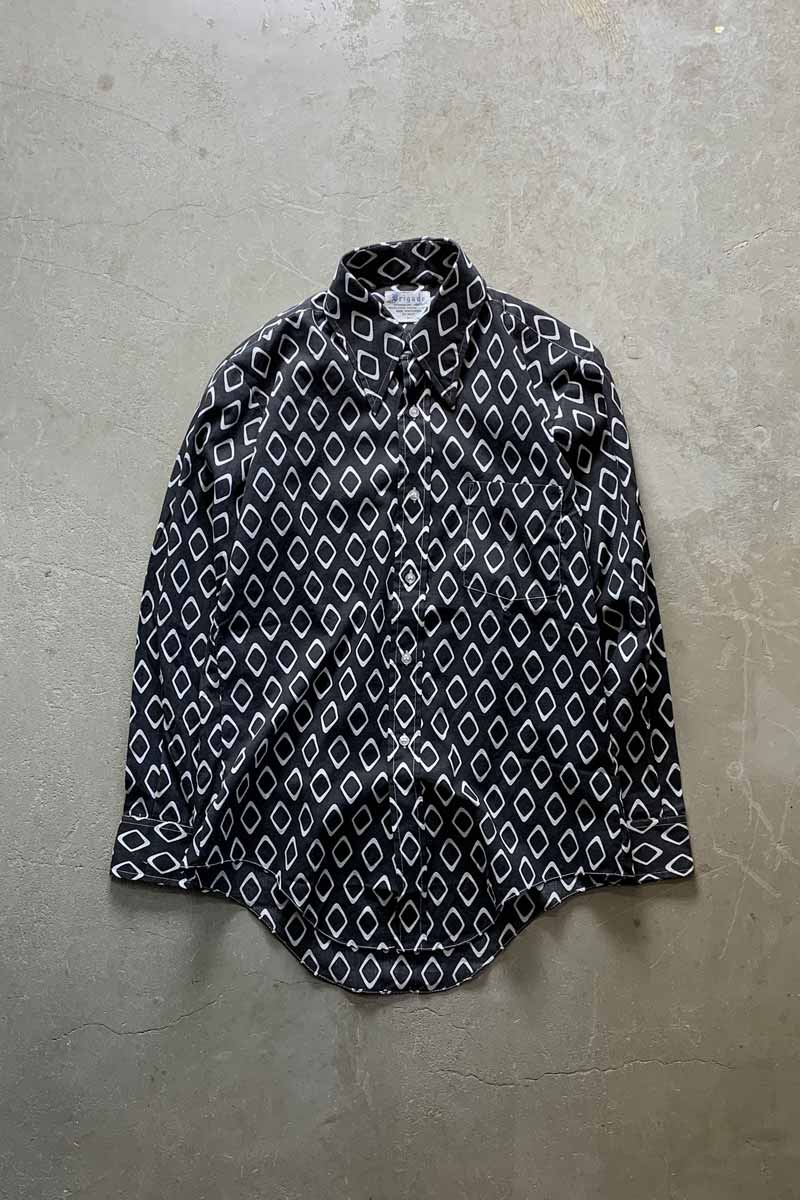 70'S L/S DOT PATTERN SHIRT / BLACK [SIZE: M USED]