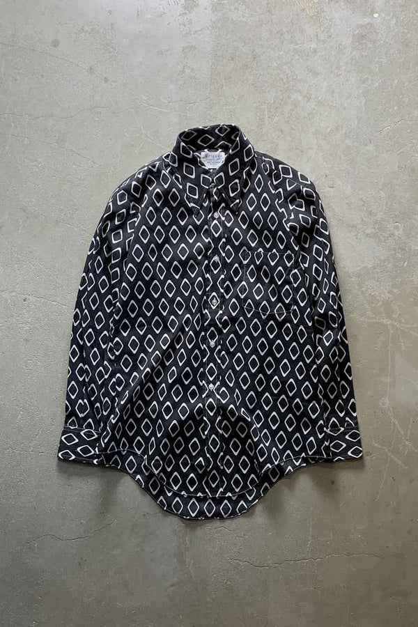 70'S L/S DOT PATTERN SHIRT / BLACK [SIZE: M USED]