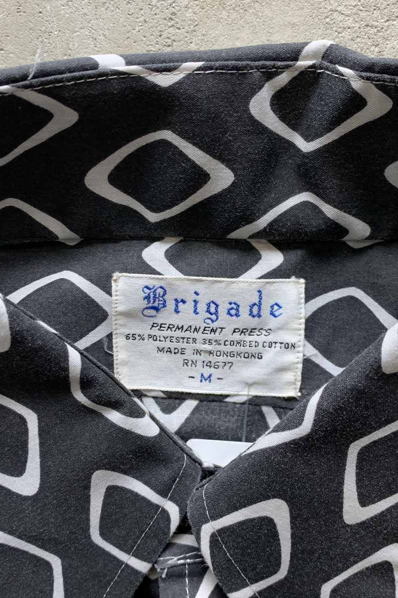 70'S L/S DOT PATTERN SHIRT / BLACK [SIZE: M USED]