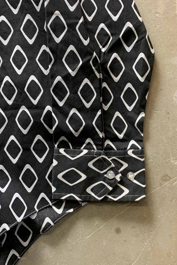 70'S L/S DOT PATTERN SHIRT / BLACK [SIZE: M USED]
