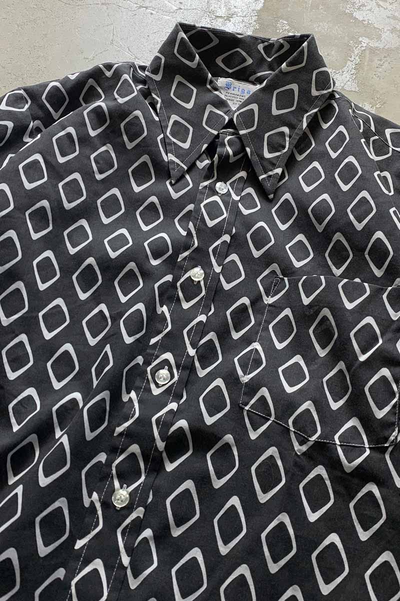 70'S L/S DOT PATTERN SHIRT / BLACK [SIZE: M USED]