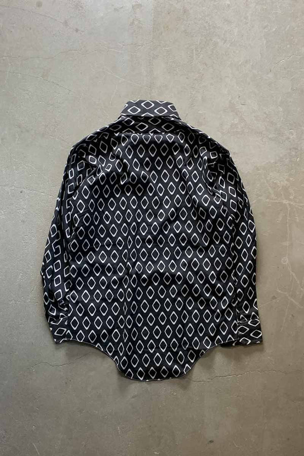70'S L/S DOT PATTERN SHIRT / BLACK [SIZE: M USED]