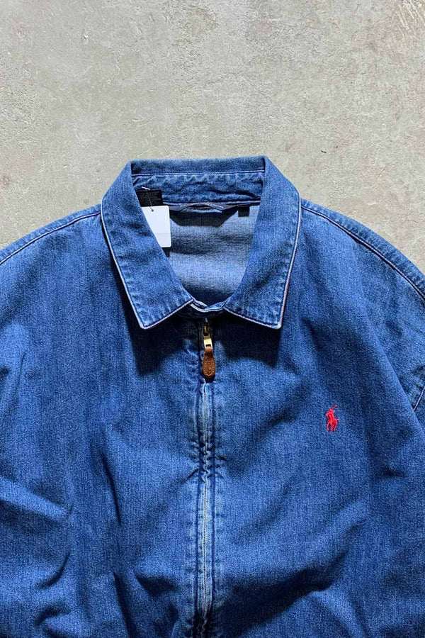 MADE IN USA 80'S ZIP UP DENIM JACKET / BLUE [SIZE: XL USED]