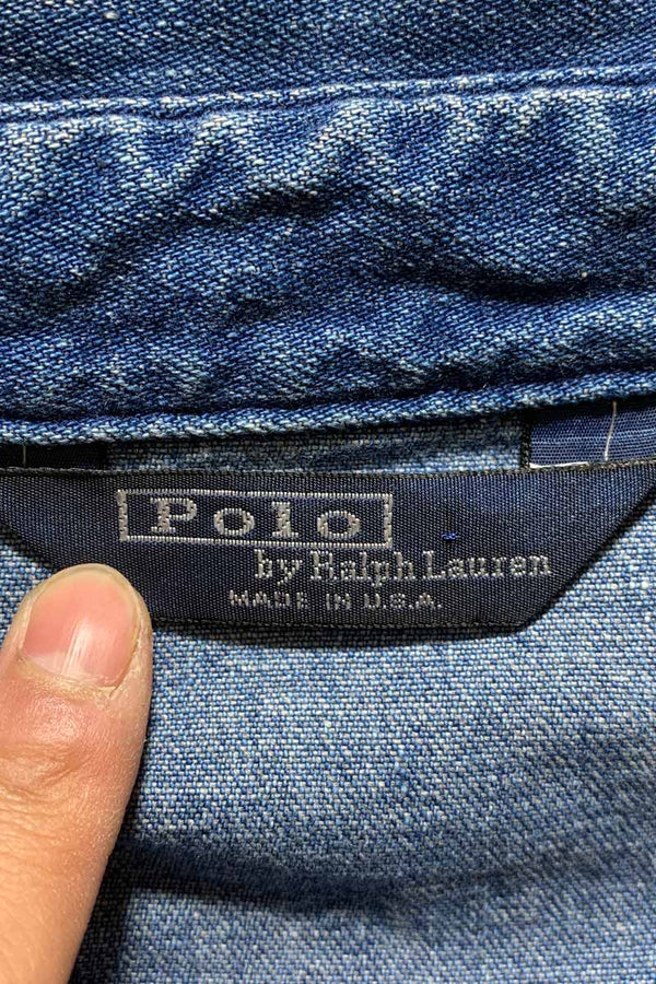 MADE IN USA 80'S ZIP UP DENIM JACKET / BLUE [SIZE: XL USED]