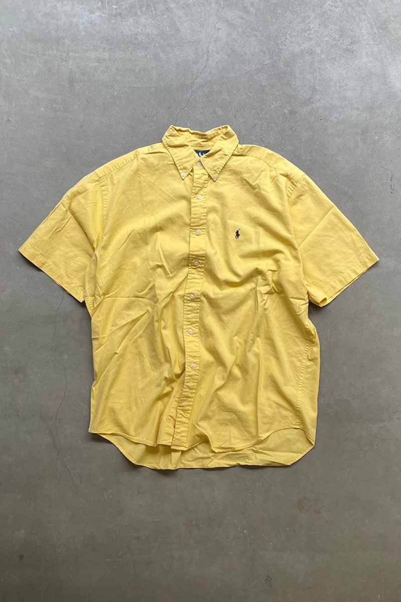 90's S/S B.D. COTTON TWILL BLAKE SHIRT / YELLOW [SIZE: L USED]