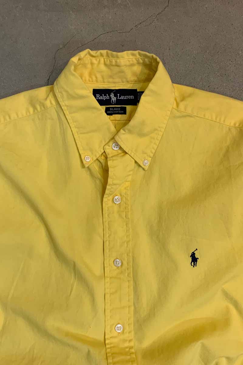 90's S/S B.D. COTTON TWILL BLAKE SHIRT / YELLOW [SIZE: L USED]