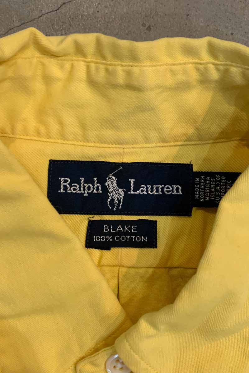 90's S/S B.D. COTTON TWILL BLAKE SHIRT / YELLOW [SIZE: L USED]