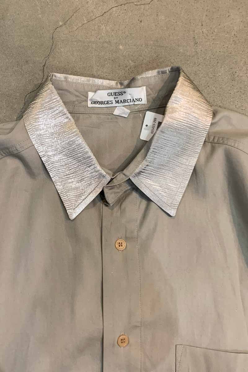 90s S/S LUSTER COLLAR SHIRT / BEIGE [SIZE: XL USED]