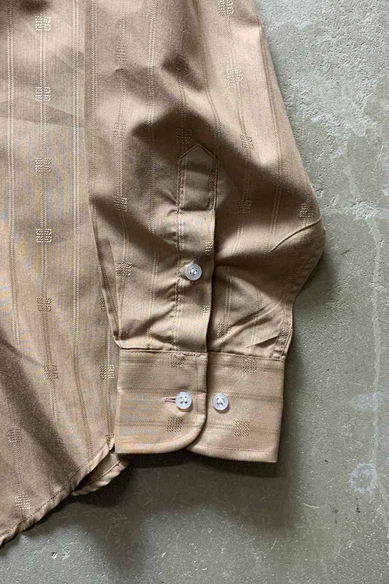 90'S L/S LOGO STRIPE DRESS SHIRT / BEIGE [SIZE: L USED]