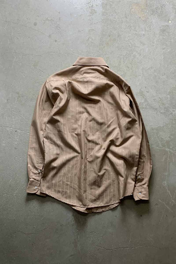 90'S L/S LOGO STRIPE DRESS SHIRT / BEIGE [SIZE: L USED]