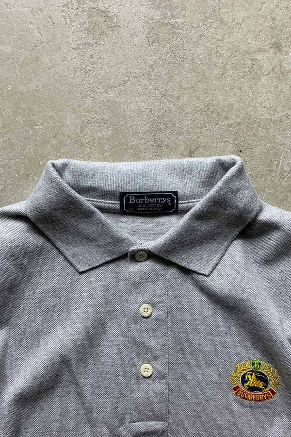 MADE IN USA 90'S S/S LOGO POLO SHIRT / GRAY [SIZE: M USED]