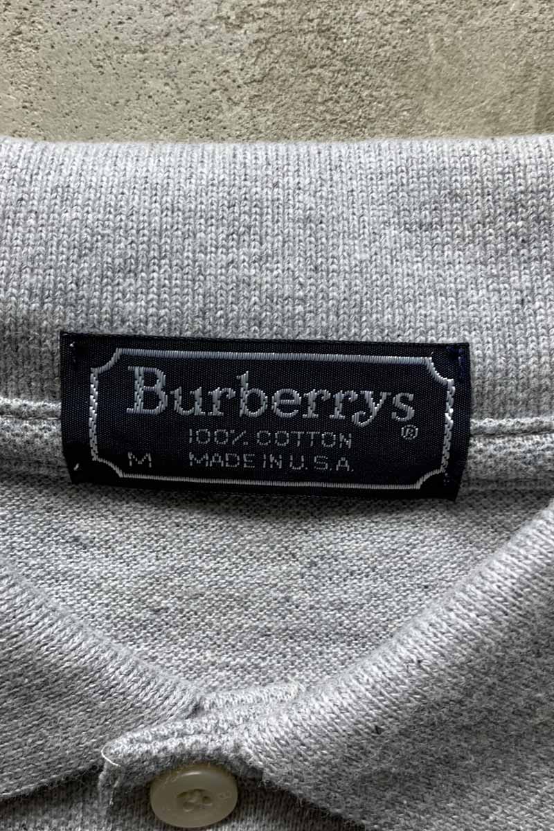 MADE IN USA 90'S S/S LOGO POLO SHIRT / GRAY [SIZE: M USED]