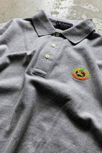 MADE IN USA 90'S S/S LOGO POLO SHIRT / GRAY [SIZE: M USED]