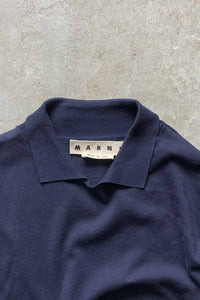 MADE IN ITALY S/S KNIT POLO SHIRT / BLACK / NAVY [SIZE: S USED]