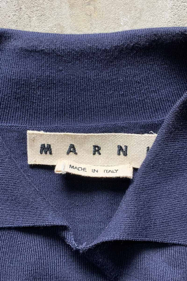 MADE IN ITALY S/S KNIT POLO SHIRT / BLACK / NAVY [SIZE: S USED]