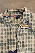 画像をギャラリービューアに読み込む, 90&#39;S S/S OPEN COLLAR COTTON LINEN HAWAIIAN SHIRT / GREEN [SIZE: M USED]
