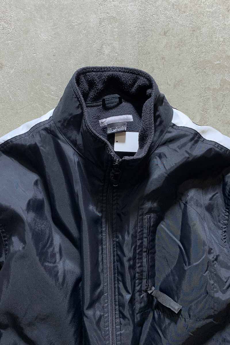 Y2K EARLY 00'S ZIP UP NYLON JACKET W/FLEECE LINER / BLACK [SIZE: M USED]