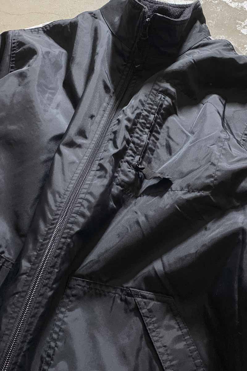 Y2K EARLY 00'S ZIP UP NYLON JACKET W/FLEECE LINER / BLACK [SIZE: M USED]