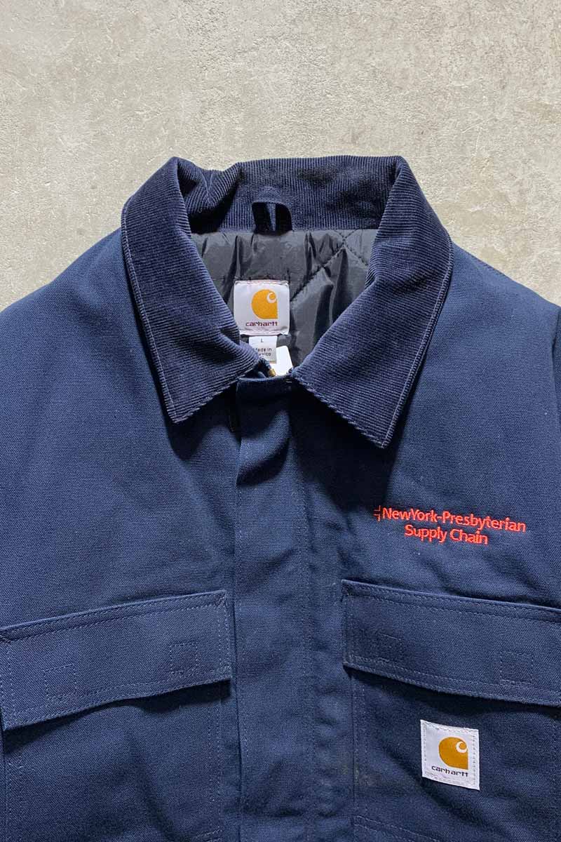 MADE IN MEXICO 90-00'S DUCK TRADITIONAL COAT WITH QUILTED LINER / NAVY [SIZE: L USED]