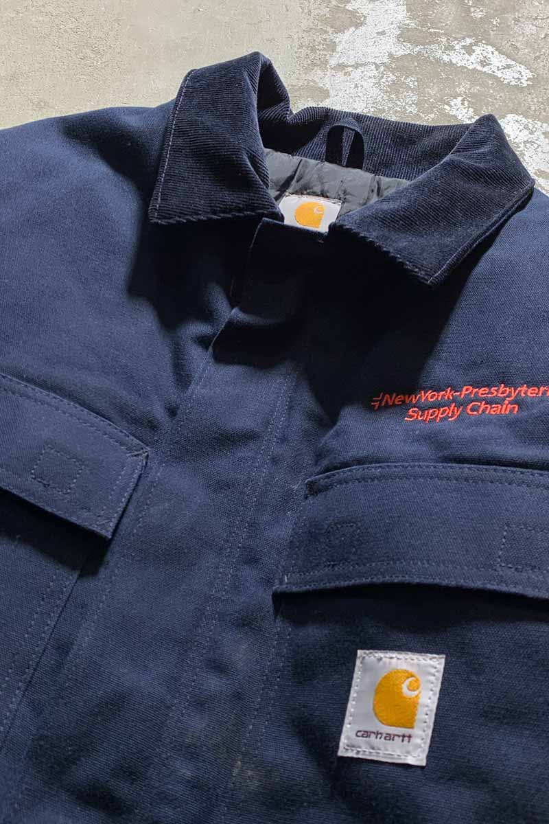 MADE IN MEXICO 90-00'S DUCK TRADITIONAL COAT WITH QUILTED LINER / NAVY [SIZE: L USED]