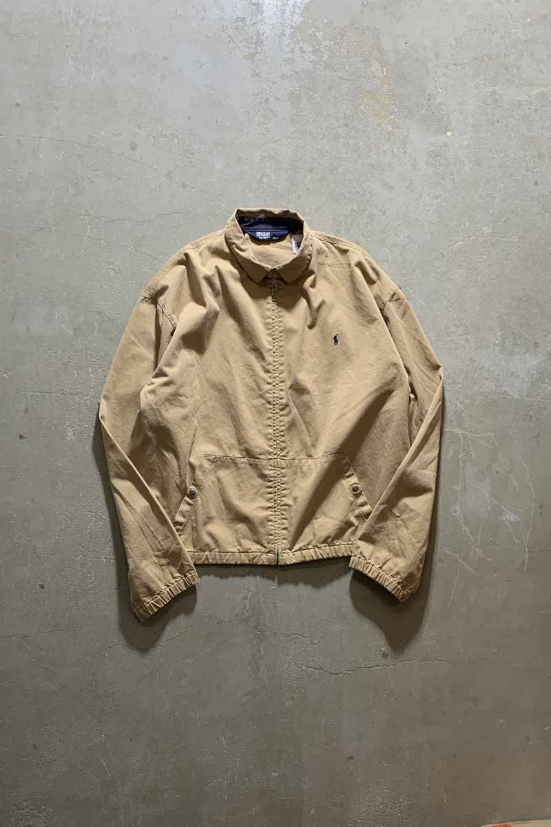 80s-90s COTTON ZIP UP JACKET / BEIGE [SIZE: 2XL USED]
