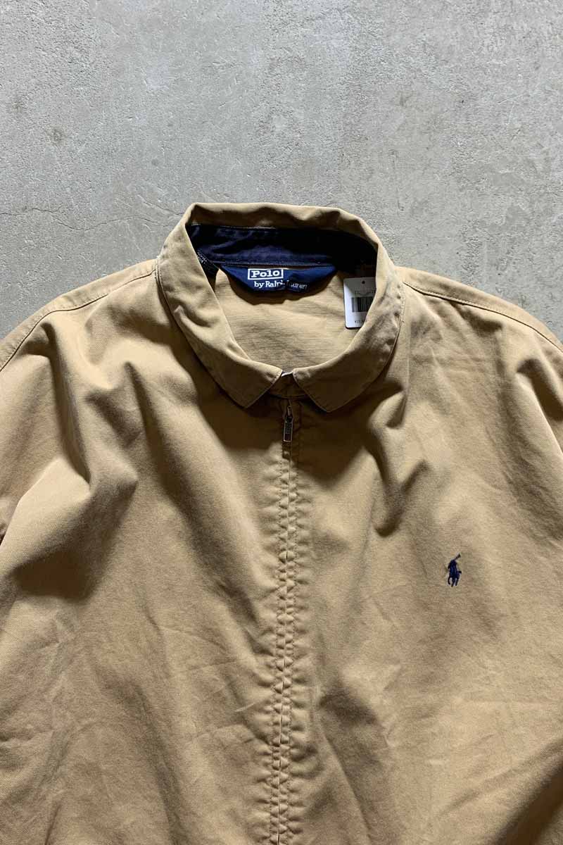 80s-90s COTTON ZIP UP JACKET / BEIGE [SIZE: 2XL USED]