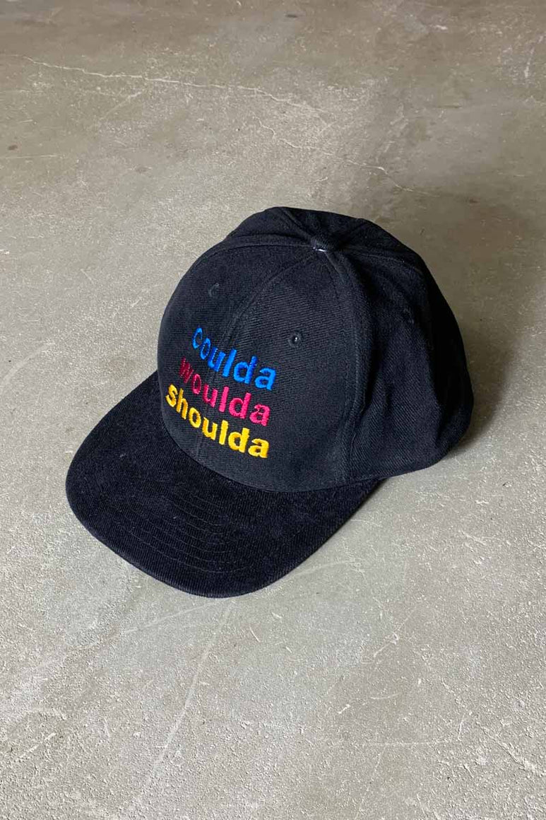 90'S EMBROIDERY MESSAGE 6PANEL CAP / BLACK [SIZE: ONE SIZE USED]