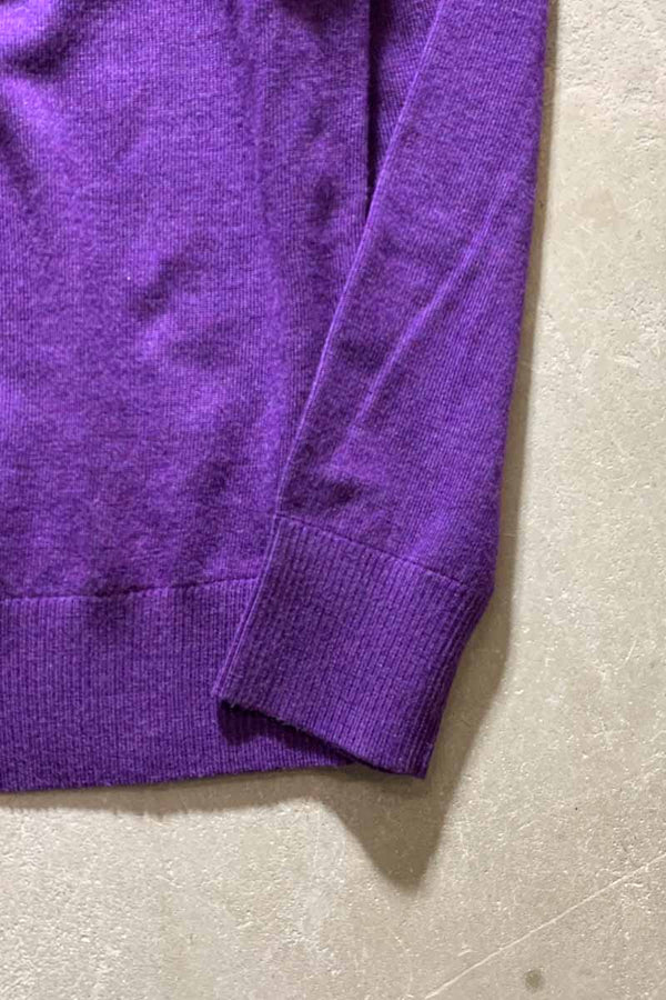 HALF-ZIP MERINO WOOL KNIT SWEATER / PURPLE [SIZE: L USED]
