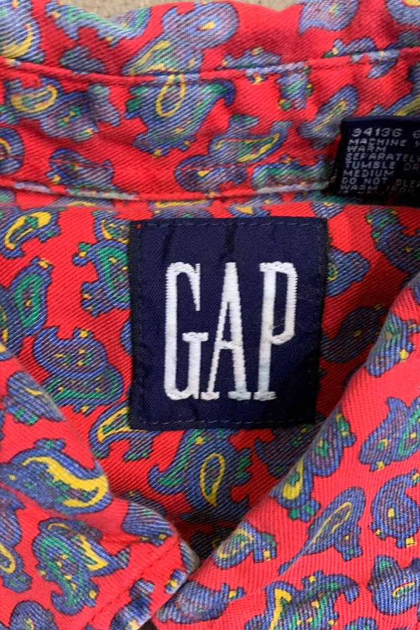 90'S S/S PAISLEY DESIGN SHIRT / RED [SIZE: M USED]