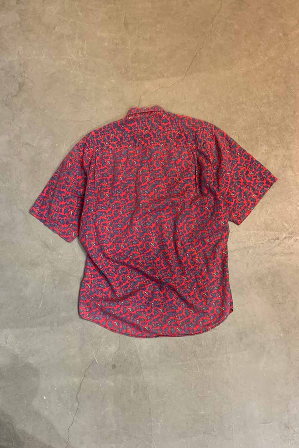 90'S S/S PAISLEY DESIGN SHIRT / RED [SIZE: M USED]