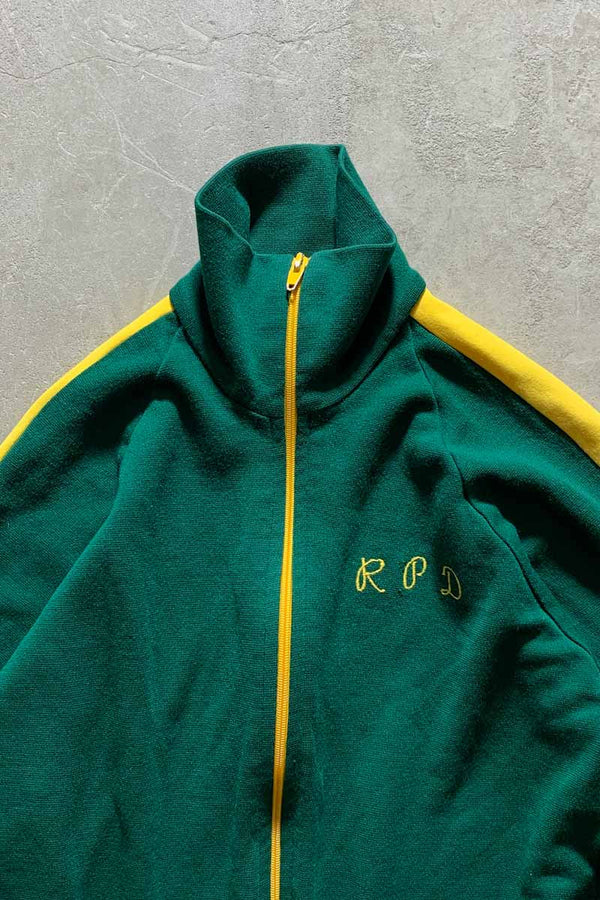 80'S SWEAT TRACK JACKET / GREEN [SIZE: S USED]