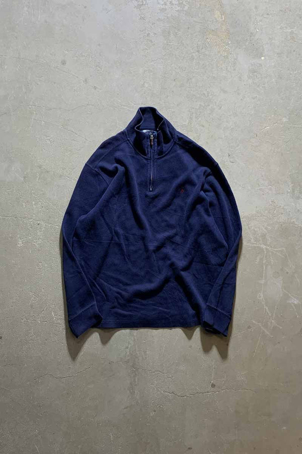 90'S HALF ZIP KNIT SWEATER / NAVY [SIZE: L USED]