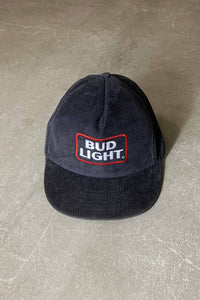 MADE IN USA 90'S BUD LIGHT 6PANEL CORDUROY CAP / BLACK [SIZE: ONE SIZE DEADSTOCK/NOS]