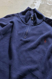 90'S HALF ZIP KNIT SWEATER / NAVY [SIZE: L USED]