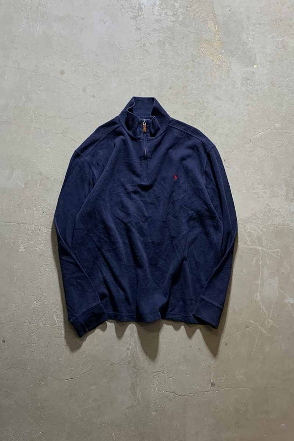 90'S HALF ZIP KNIT SWEATER / NAVY [SIZE: L USED]