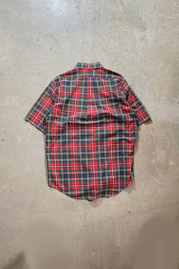 90'S S/S B.D COTTON SHIRT / RED [SIZE: L USED]