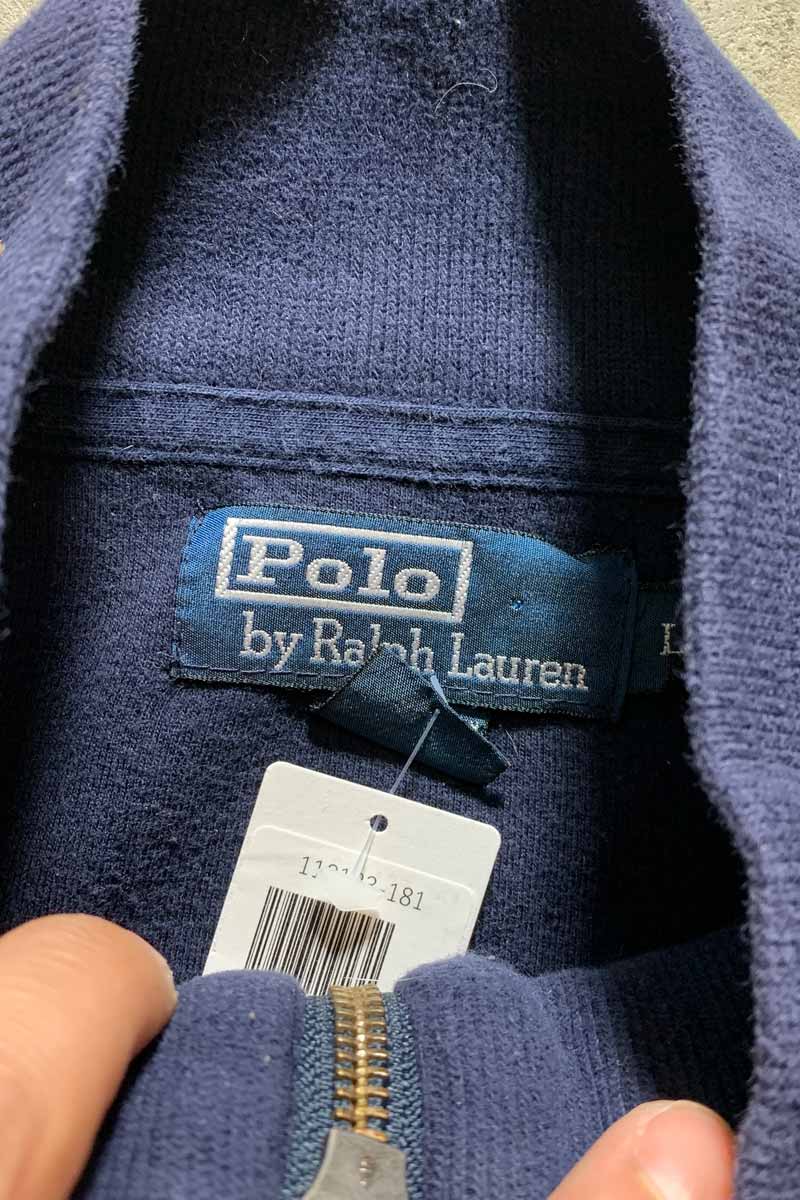 90'S HALF ZIP KNIT SWEATER / NAVY [SIZE: L USED]