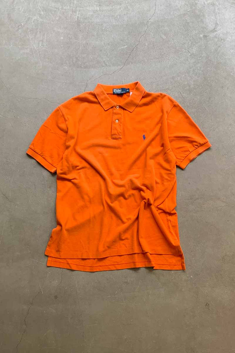 90'S S/S ONE POINT COTTON POLO SHIRT / ORANGE [SIZE: XL USED]