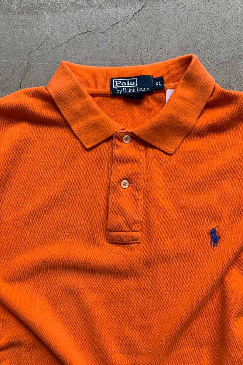 90'S S/S ONE POINT COTTON POLO SHIRT / ORANGE [SIZE: XL USED]