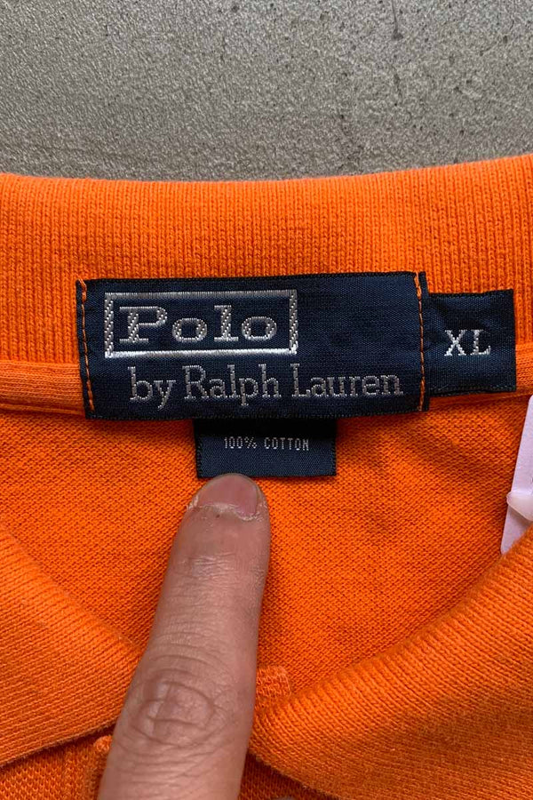 90'S S/S ONE POINT COTTON POLO SHIRT / ORANGE [SIZE: XL USED]