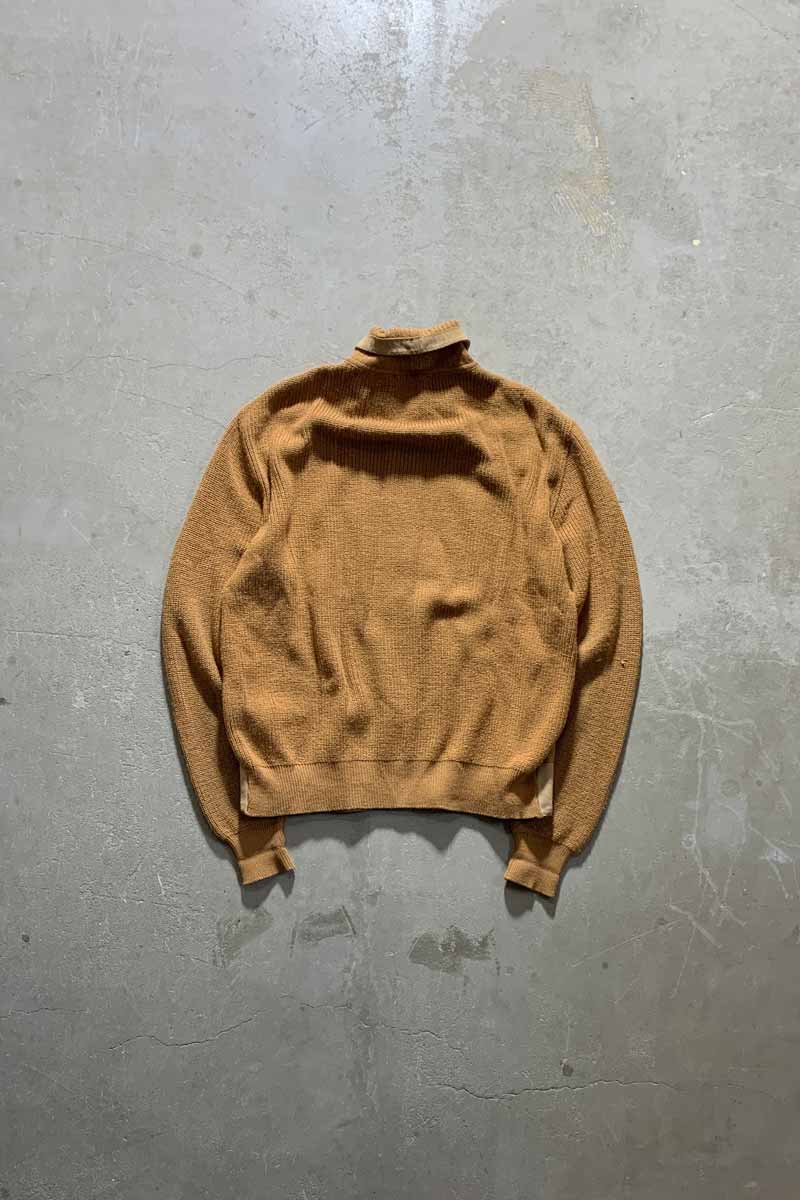 MADE IN ITALY 70'S SUEDE LEATHER WOOL KNIT JACKET / BEIGE [SIZE: L USED]